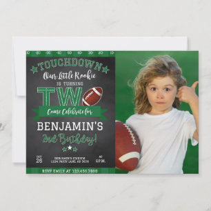 Football 2e anniversaire Photo Invitation noir