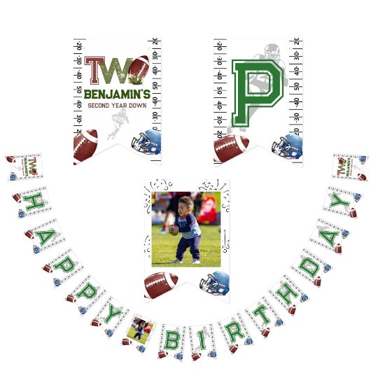 Football 2e jaar down Birthday Vlaggetjes