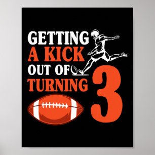 Football 3e Verjaardag Party Kick Team Player Spor Poster