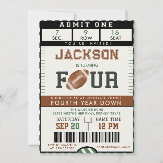 Football 4e anniversaire Invitation (Devant)