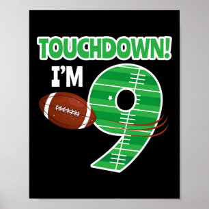 Football 9e Verjaardag Party Player Game Lover Tea Poster