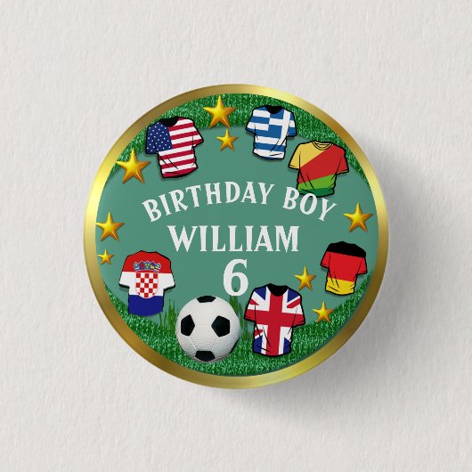 Football Aangepaste tekst Geboortedatum Ronde Button 3,2 Cm (Voorkant)