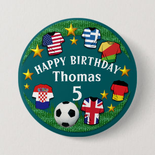 Football Aangepaste tekst Verjaarnaam 3 cm Ronde Ronde Button 7,6 Cm