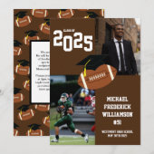 Football Afstuderen Sport Bruin Aankondiging (Voorkant / Achterkant)