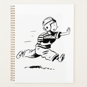 Football américain vintage de petit garçon courant