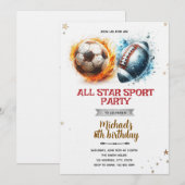Football and soccer party Invitation (Devant / Derrière)