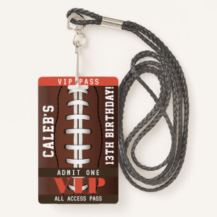 Football Anniversaire de fête VIP Pass Badge
