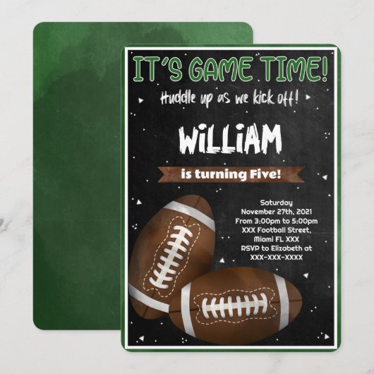 Football Anniversaire Invitation (Devant / Derrière)