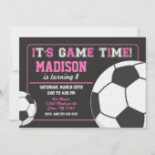 Football Anniversaire Invitation Chalkboard Girl (Devant)