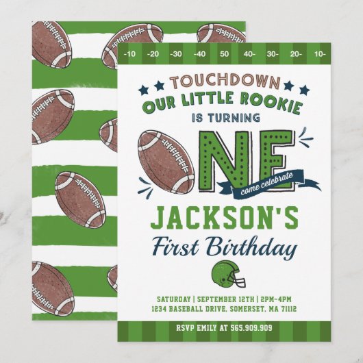 Football Anniversaire Invitation Football 1er Anni (Devant / Derrière)