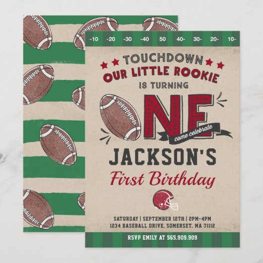 Football Anniversaire Invitation Football 1er Anni (Devant / Derrière)