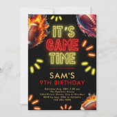 Football Anniversaire Invitation Garçons Neon Jeu (Devant)