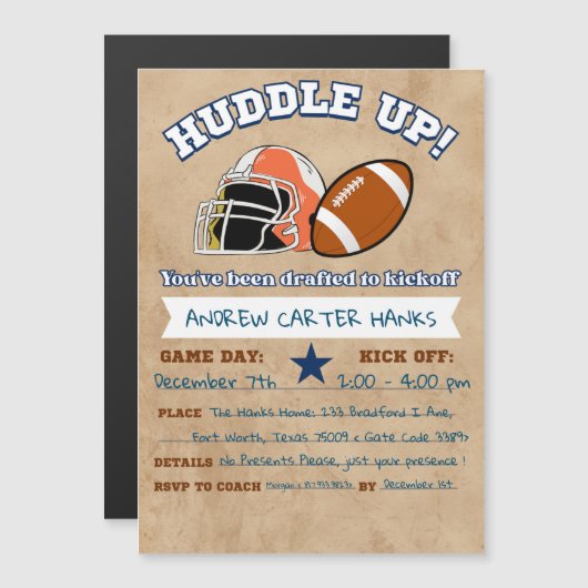 Football Anniversaire Invitations Pour Les Garçons (Devant / Derrière)