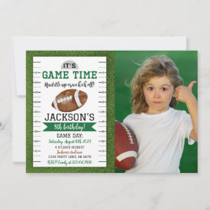 Football Anniversaire Photo Invitation Blanc