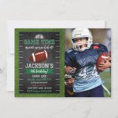 Football Anniversaire Photo Invitation Noir (Devant)