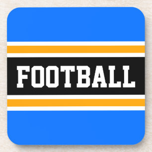 FOOTBALL Athletic Bright Blue Yellow Black Stripes Bier Onderzetter
