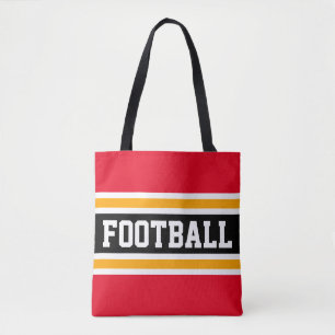FOOTBALL Athletic Bright Red Black Yellow Stripes Draagtas