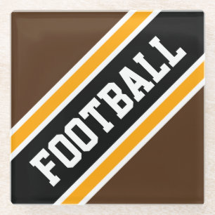 FOOTBALL Athletic Brown Black Slant Racing Stripes Glazen Onderzetter