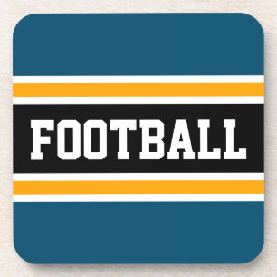 FOOTBALL Athletic Ocean Blue Yellow Black Stripes Bier Onderzetter