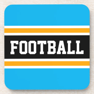 FOOTBALL Athletic Sky Blue Yellow Black Stripes Bier Onderzetter