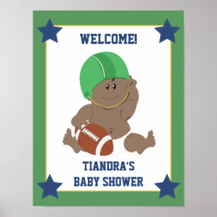 Football Baby Afro American Welcome Sign Poster