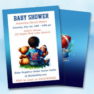 Football Baby Boy met Teddy Baby shower Kaart