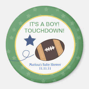 Football Baby shower 3-inch Ronde Favor Magnet Magneet