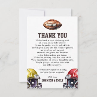 Football Baby shower Gridiron Thema Bedankkaart