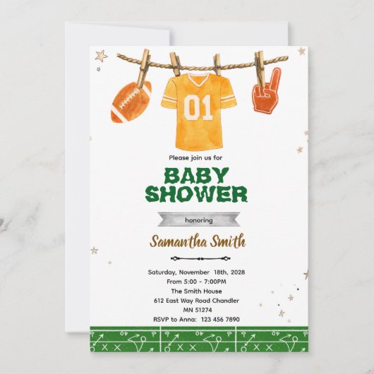 Football baby shower invitation (Devant)