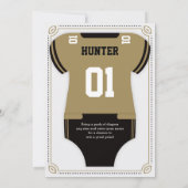 Football Baby shower Uitnodiging, goud, zwart Kaart (Achterkant)
