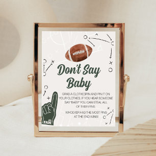 Football Baby shower zeg geen Baby teken Poster