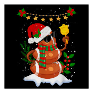 Football bal Snowman Santa Hat Vrolijk Kerstfeest Perfect Poster