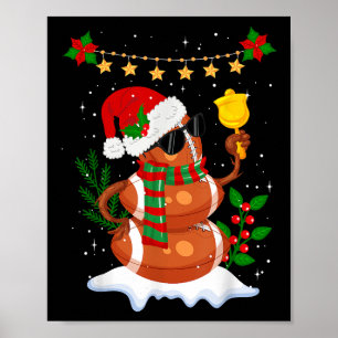 Football bal Snowman Santa Hat Vrolijk Kerstfeest Poster