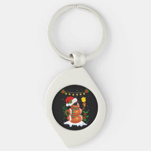 Football bal Snowman Santa Hat Vrolijk Kerstfeest Sleutelhanger
