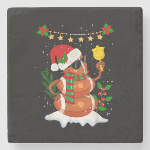 Football bal Snowman Santa Hat Vrolijk Kerstfeest Stenen Onderzetter