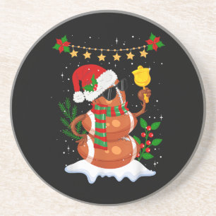 Football bal Snowman Santa Hat Vrolijk Kerstfeest Zandsteen Onderzetter