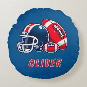 Football Ball Helm Cartoon Verjaardag Jongen Rond Kussen