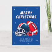 Football Ball Helmet Cartoon Merry Christmas Kaart (Voorkant)