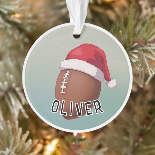 Football Ball with Red Santa Hat Name Christmas (Arbre)