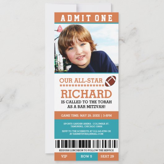 Football Bar Mitzvah vraagt Kaart (Voorkant)