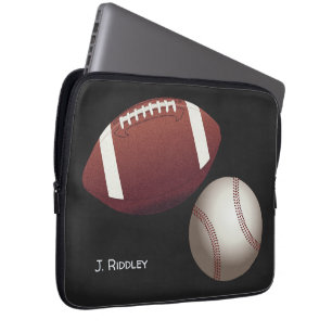 Football Baseball Name Monogram Laptop Hoesje Laptop Sleeve
