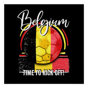 Football Belgische vlag, retro Belgisch voetbal Perfect Poster
