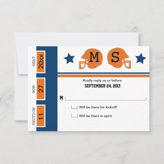 Football Billet Mariage RSVP (Devant)