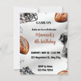 Football Birthday Invitation American Sports Party Feestdagenkaart