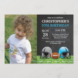 Football Birthday Invitation Birthday Party Blue Kaart