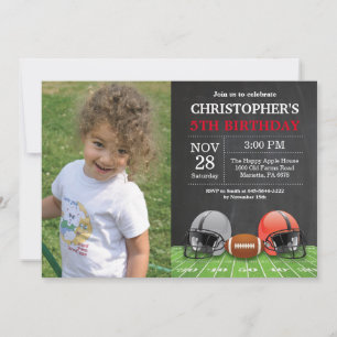 Football Birthday Invitation Birthday Party Red Kaart