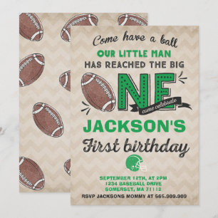 Football Birthday Invitation Football 1st Birthday Kaart