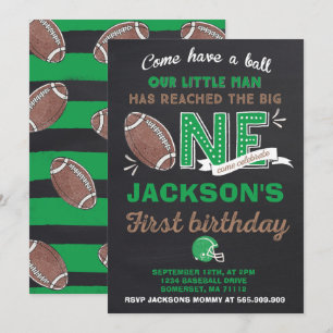 Football Birthday Invitation Football 1st Birthday Kaart