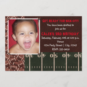 Football Birthday Party Event Photo Invitation Kaart