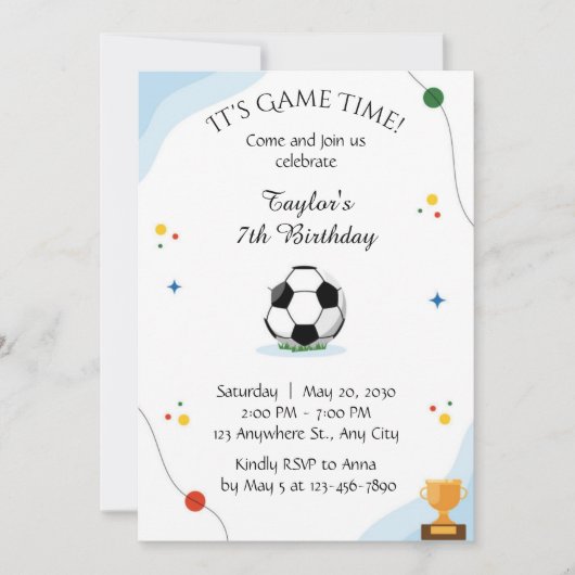 Football Birthday party Invitation template digite (Devant)